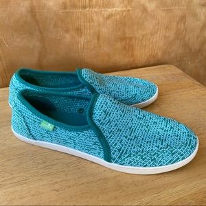 Sanuk Pair O Dice Knit Parasailing Aqua Sneaker Slip On, Women's 8